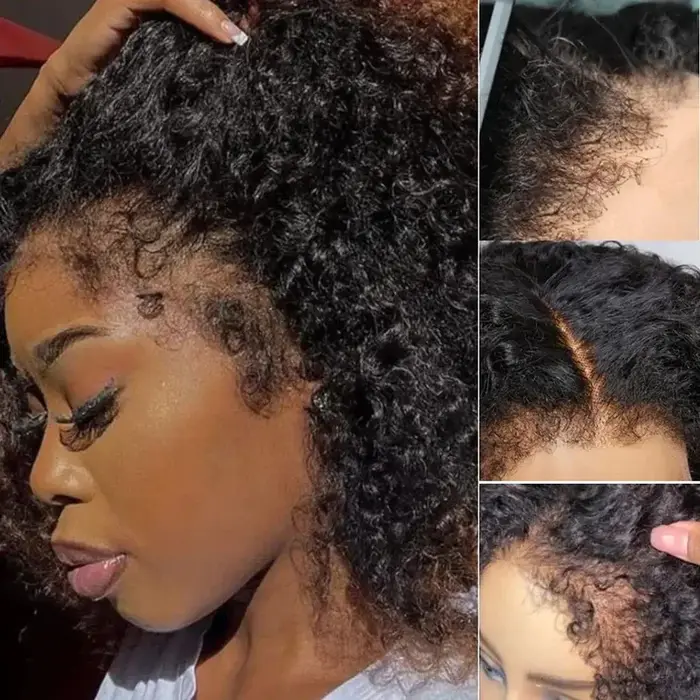 250 densité 13x6 Hd Afro crépus bouclés perruque 100% cheveux humains 13x4 4c bords frontale vague p