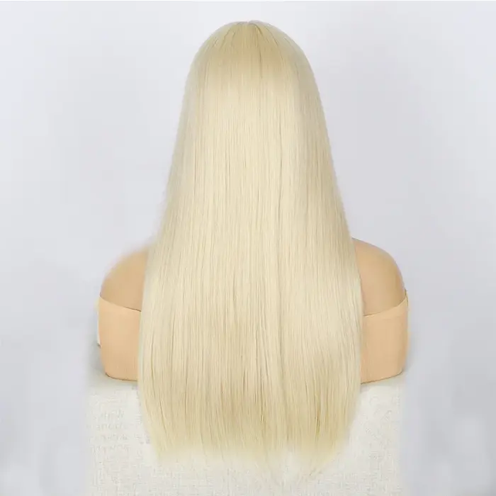 Perruque synthétique dorée légère de 26 pouces avec cheveux longs et raides pour cosplay d'Halloween