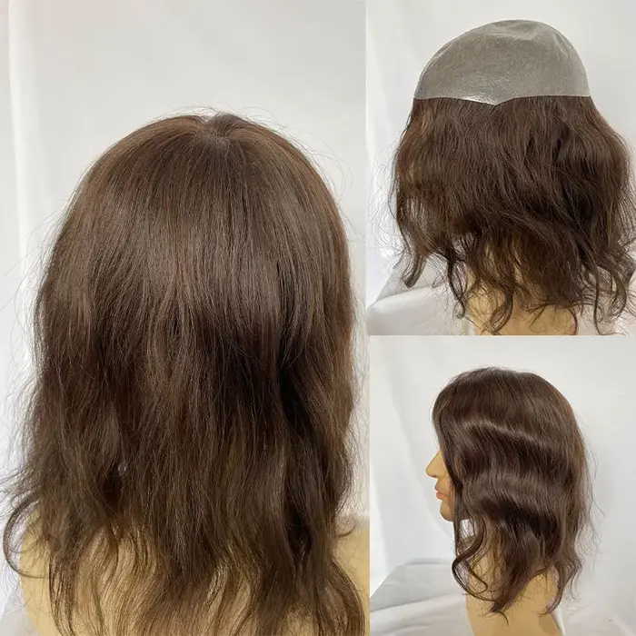 Perruque naturelle en cheveux humains vierges européens de 12 pouces
