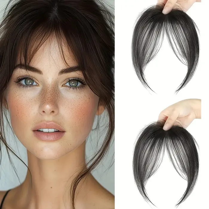 Perruque synthétique à frange pour femmes, avec moelleux naturel et Volume de cheveux accru, partie 