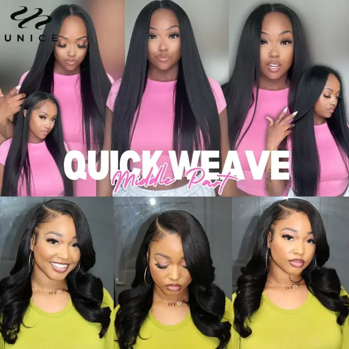 Unice Hair Yaki droit 3 paquets traiter couleur naturelle 100% paquets de cheveux humains coudre en