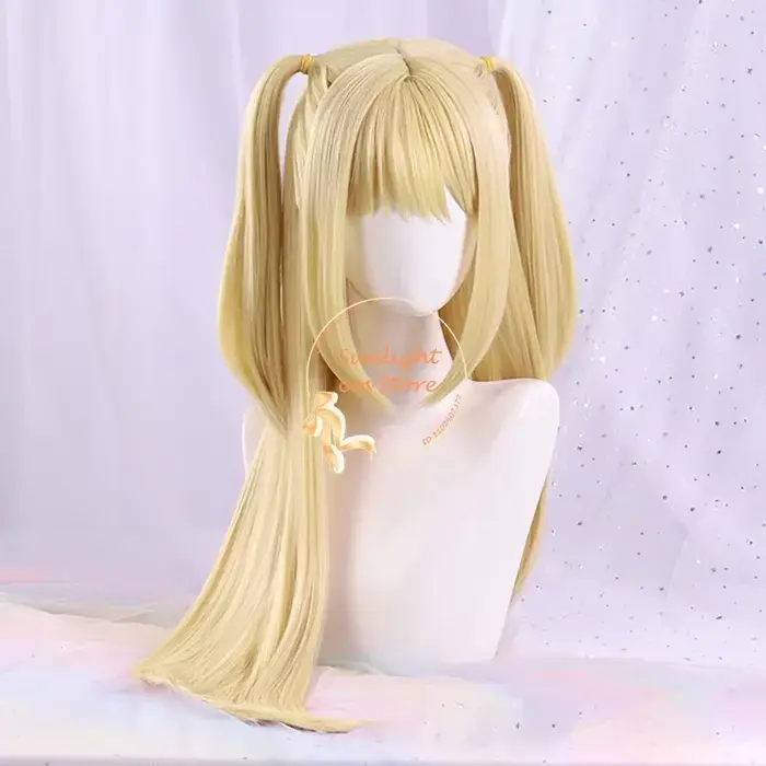 MisaMisa Cosplay perruque longue jaune doré femmes Misa Amane Anime Cosplay perruque résistant à la