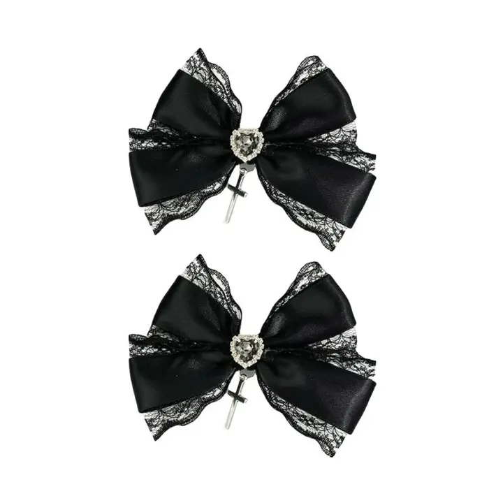 77He en dentelle cheveux coulins noirs Clip coiffure Clip Clip Balletcore