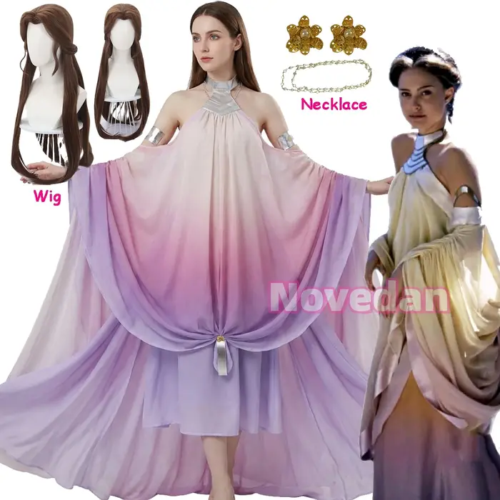 Costume de cosplay Padmé Amidala avec perruque