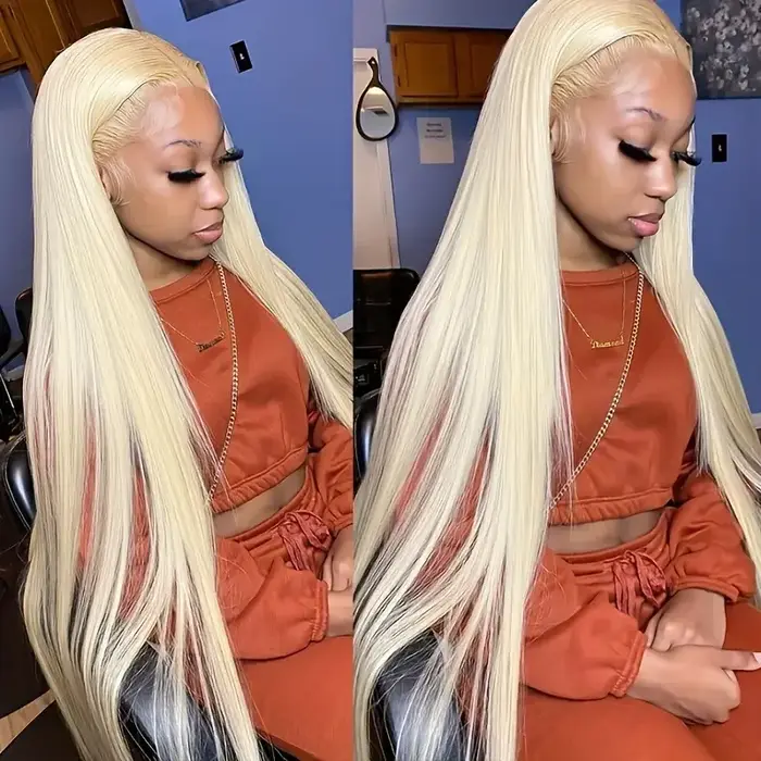 250% densité HD Transparent 613 Blonde droite 13x6 dentelle avant perruques de cheveux humains pour