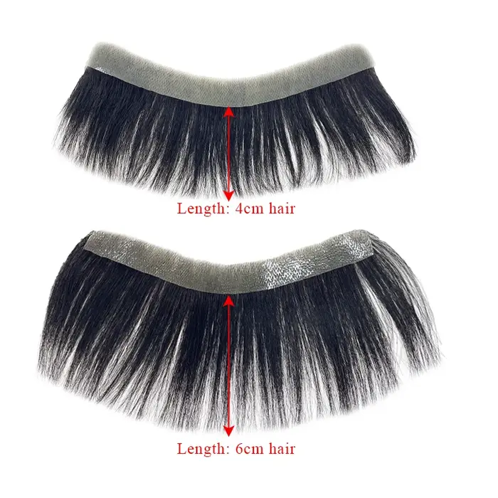 100% cheveux humains hommes PU V boucle avant toupet soigneusement pruneau naturel délié perruques R