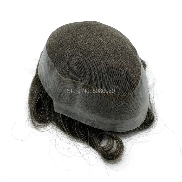 Toupet en cheveux Remy avec dentelle autour de Pu pour hommes