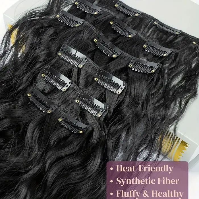 Extensions de cheveux synthétiques ondulés de 24 pouces