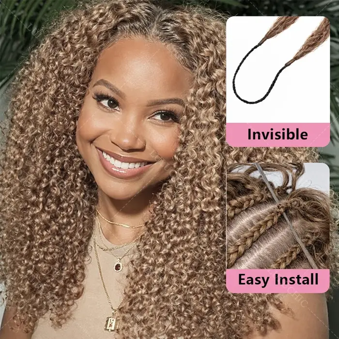 Miel Blonde réutilisable petites spirales bouclés Crochet cheveux sans noeuds pré-séparés crépus bou