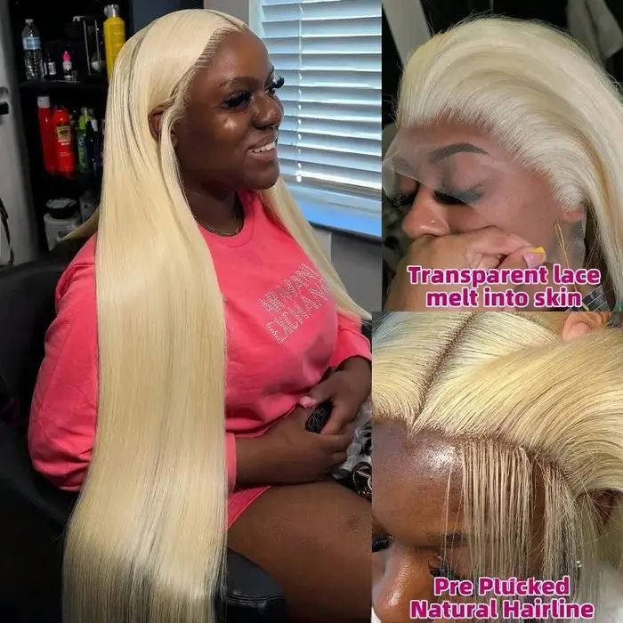250% densité HD Transparent 613 Blonde droite 13x6 dentelle avant perruques de cheveux humains pour les femmes brésilien