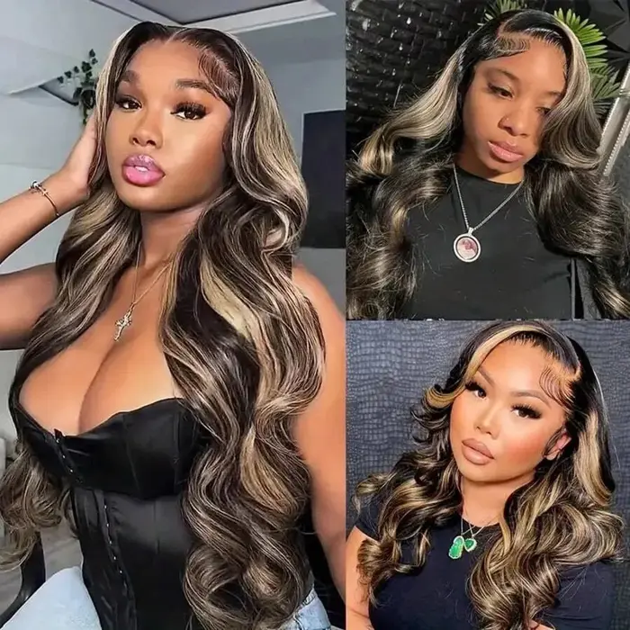 Perruque en cheveux humains 1b/27 Body Wave 13x613x4 HD Lace, avec mèches Ombré, cheveux humains vie