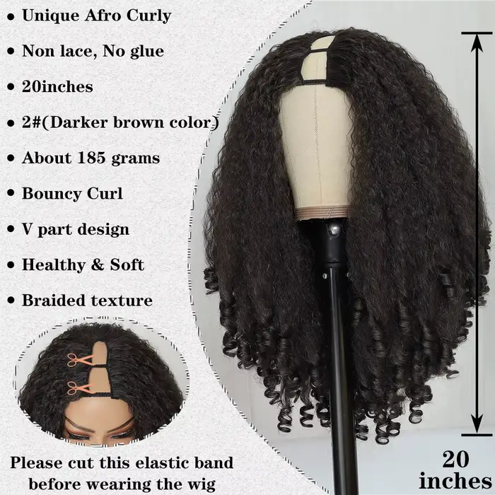 Perruque Afro bouclée en V avec boucles rebondissantes