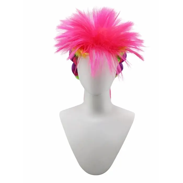 Perruque queue de cheval arc-en-ciel néon avec chignons colorés, cheveux synthétiques vibrants pour 