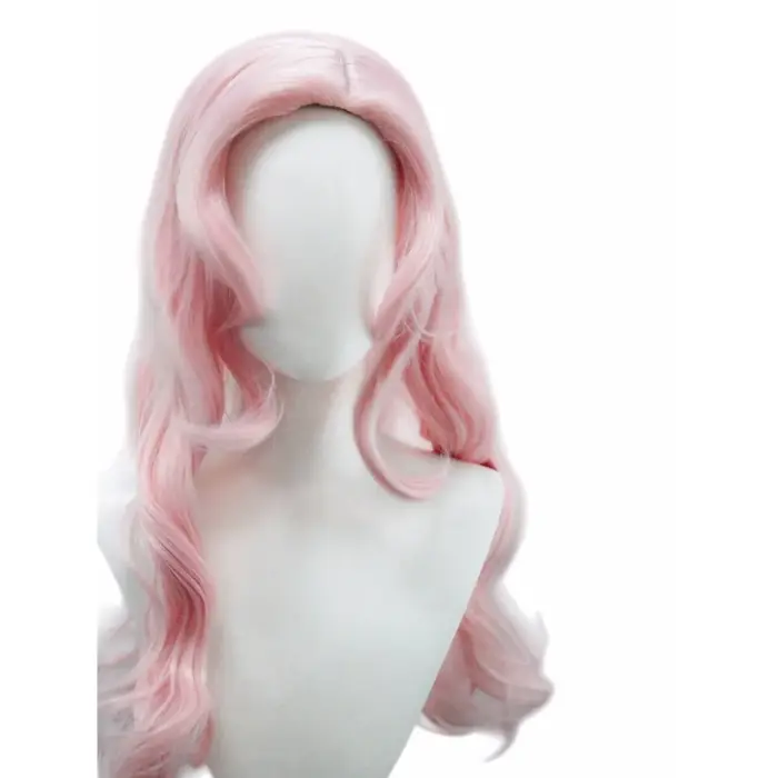 Perruque synthétique longue et bouclée rose à franges - Pour le cosplay de Fluttershy de My Little Pony