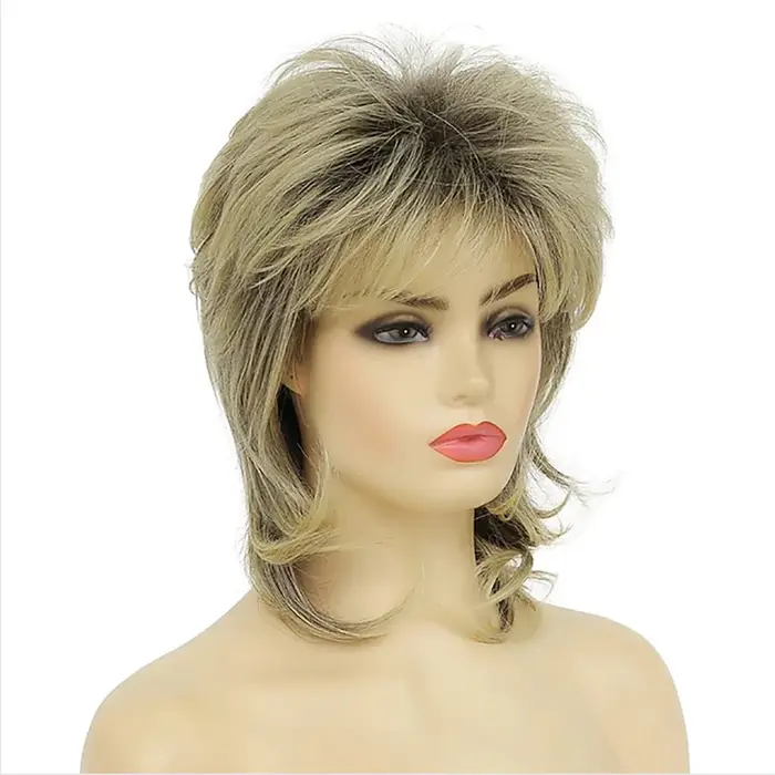 HAIRJOY Perruque synthétique blonde style Mullet pour femme