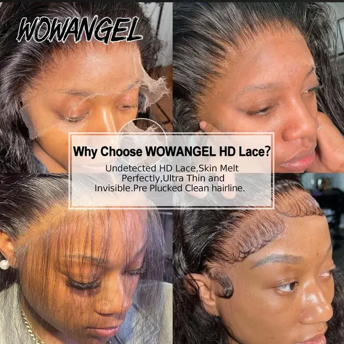 Wow Angel-Full Frmetals Only Body Wave pour femme, cheveux humains en dentelle HD invisible, partie