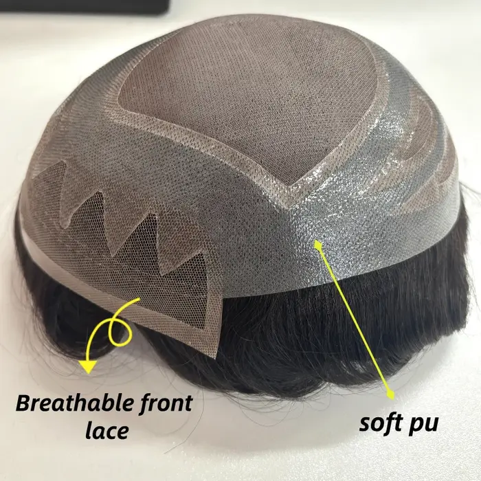 Prothèse capillaire pour hommes Toupee Versalite Mono & PU avec dentelle suisse