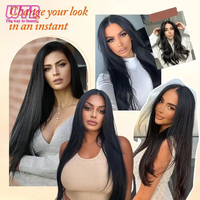 Extensions de cheveux synthétiques à 4 clips pour femmes