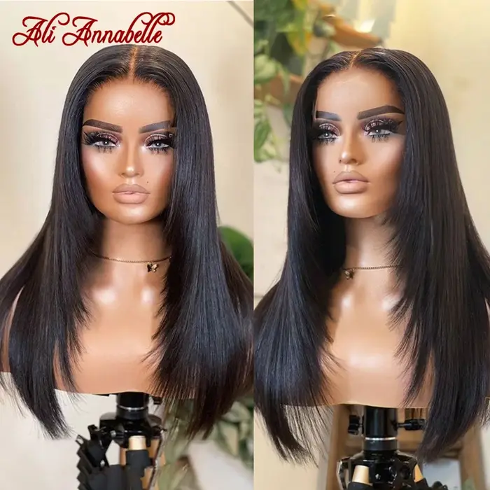 Wear Go perruques 6x5 pré-coupées dentelle cheveux raides coupe en couches sans colle perruques perr