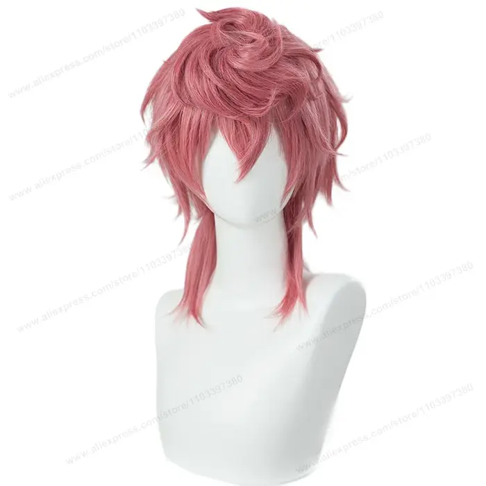 Anime Trish Una Cosplay perruque 40 cm rose femmes cheveux résistant à la chaleur perruques synthétiques + bonnet