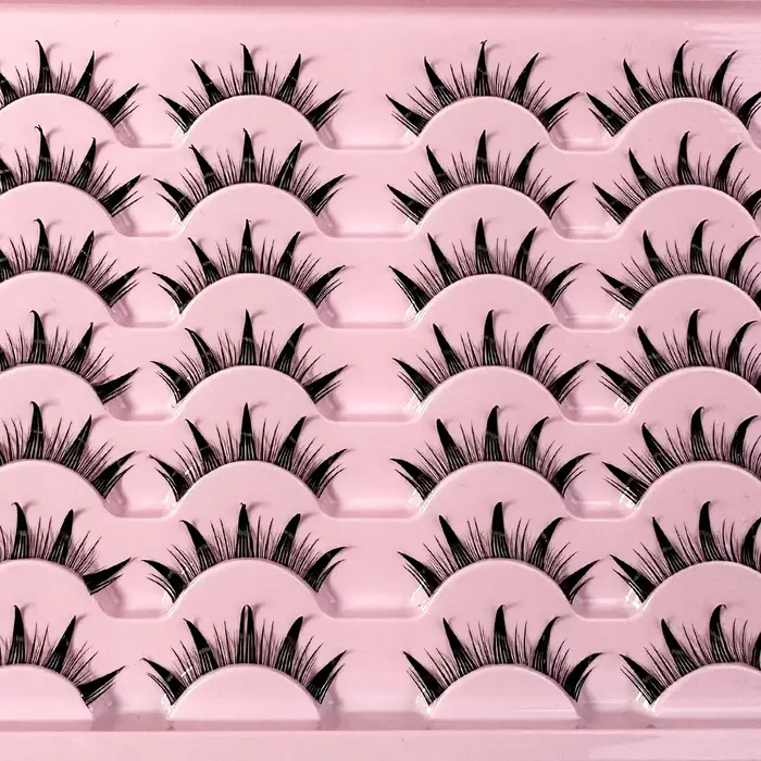 Faux Cils Naturels Doux et Croisés avec Bande Transparente