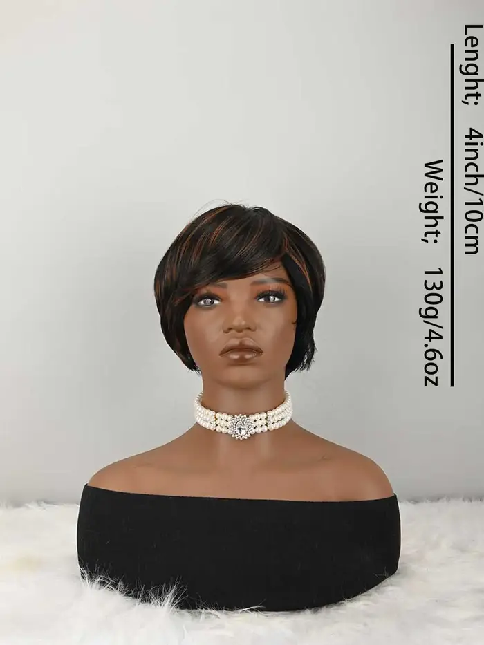 Perruque courte de style pixie pour femmes, perruque pixie sans colle, entièrement fabriquée à la machine, facile à porter, prête à l'emploi, perruques synthétiques