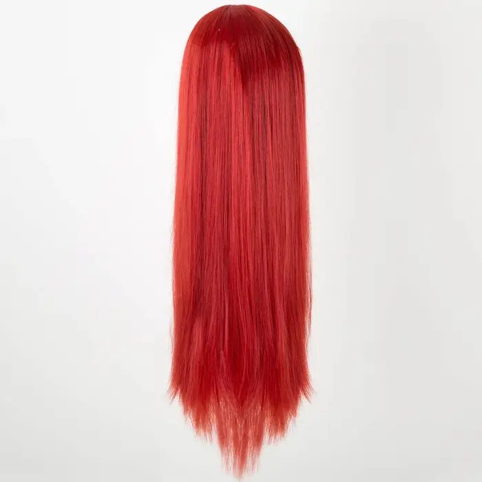 Perruque rouge synthétique longue et lisse