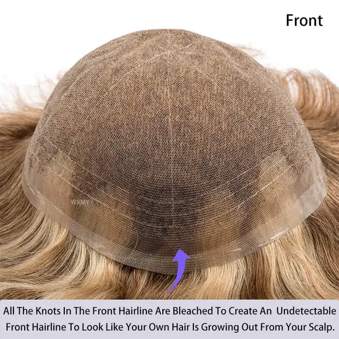 Base de dentelle française complète prothèse de cheveux masculins toupet respirant pour hommes perru
