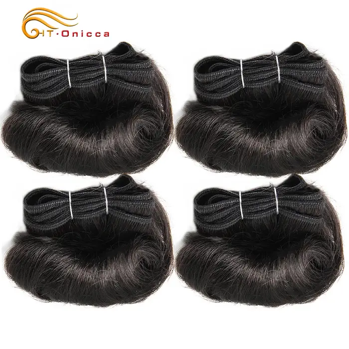 Bundles de tissage de cheveux humains bouclés indiens, produits de cheveux courts, faisceaux ondulés