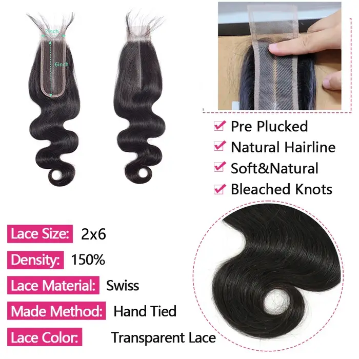 12A Body Wave Tissage Cheveux Humains Tissage Lot Brésilien 2x6 And 32 Inch Tissages Transaprent Mèc