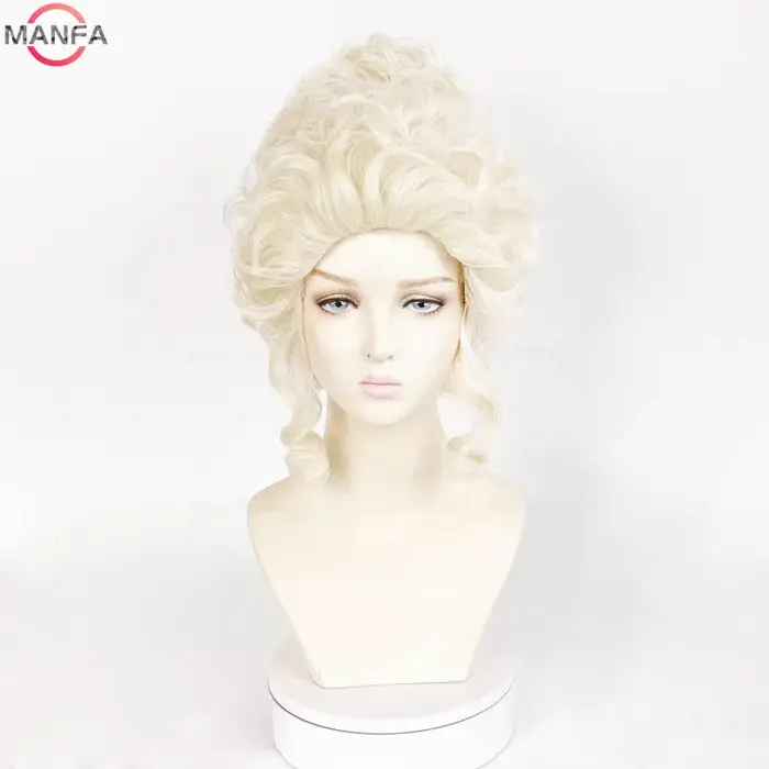 Perruques de Cosplay Marie Antoinette, perruque de princesse synthétique bouclée moyenne résistante 