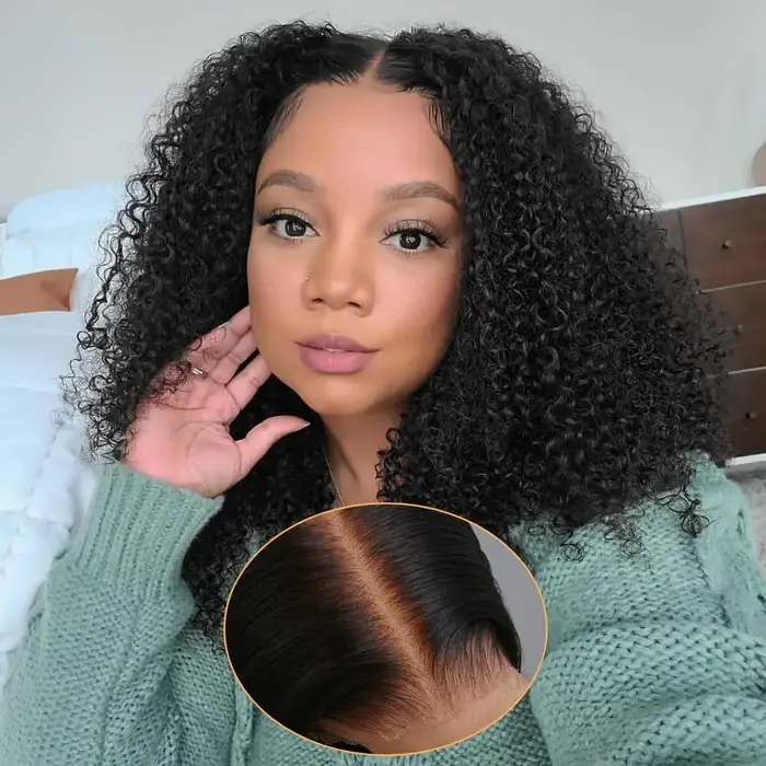 ISEE Hair Wear Go perruque sans colle courte Bob cheveux humains HD dentelle avant perruques crépus 