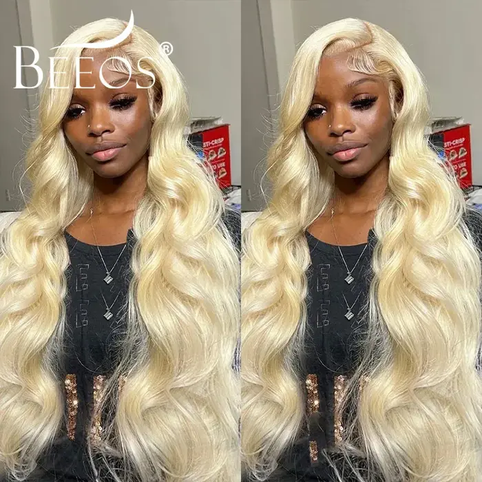 34 pouces 250% 13x6 HD dentelle frontale perruques fondre peaux cuir chevelu naturel 613 Blonde vagu