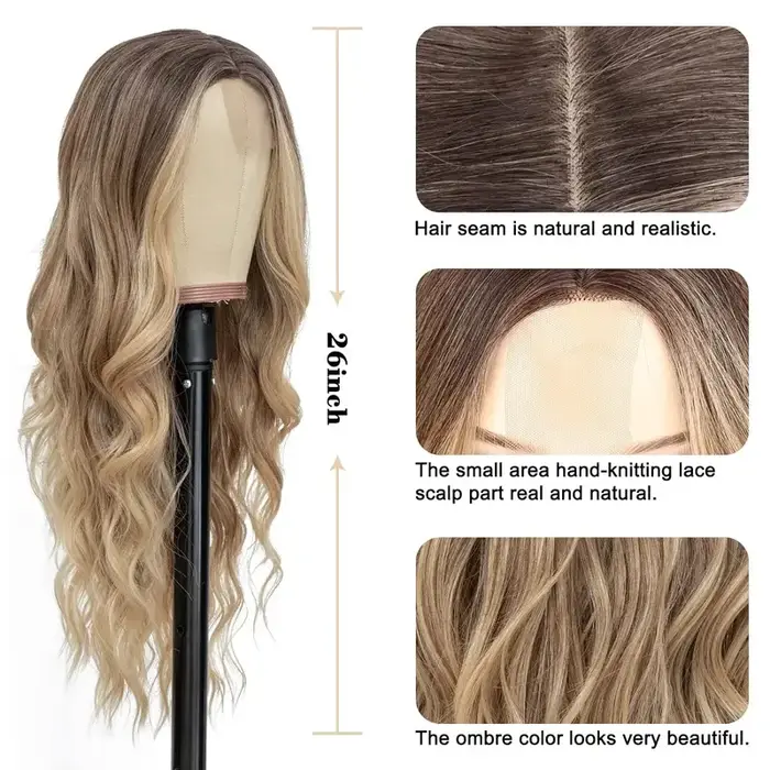 Cosplay Blonde femmes perruques Ombre Blonde perruque bouclée en liquidation sans colle rose noir vi