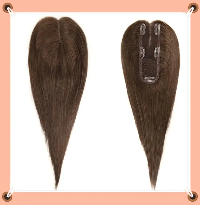 Cheveux Toppers 2x6 pouces femmes Topper main unique noeud naturel