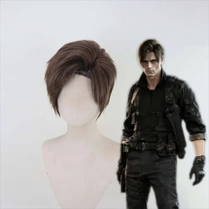 Perruque de cosplay Re9 REQ Leon 2026 pour homme, Evil Requiem Leon Reon Scott S. Kennedy, perruque