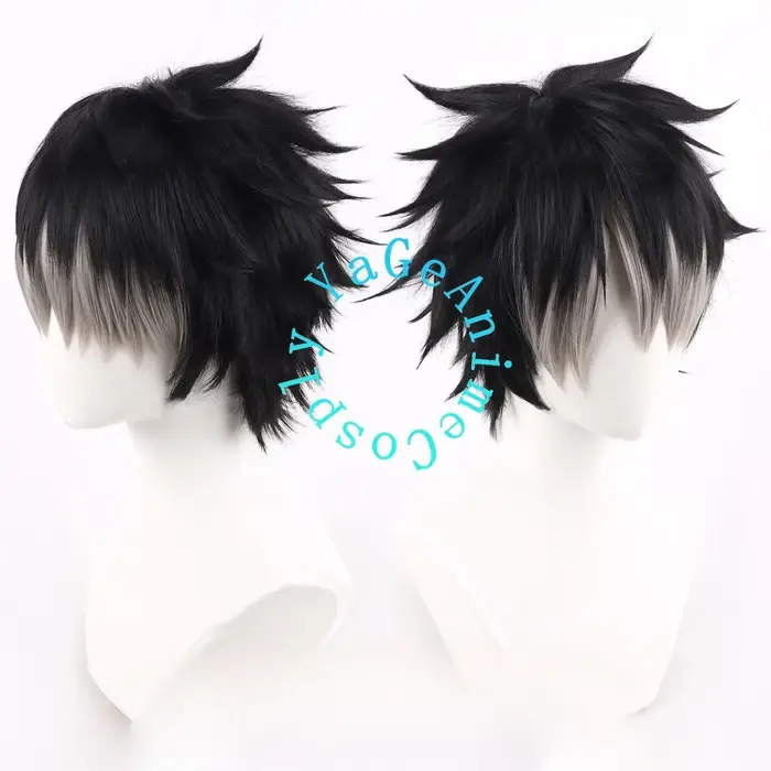 Perruque Anime Kaiju No.8 Gen Narumi noire et grise