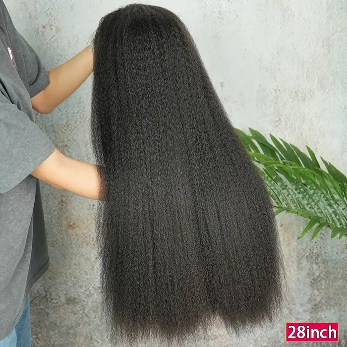 Perruque Lace HD 13x4 Double Drawn Kinky Straight en Cheveux Humains Vierges Bruts