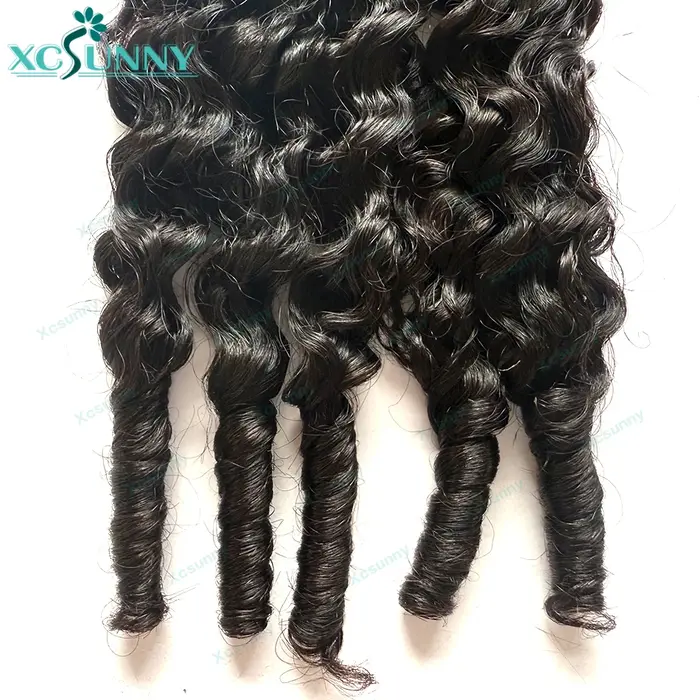 Extensions de cheveux humains au Crochet de plumes vague d'eau bouclée sans noeuds pré-séparés plume