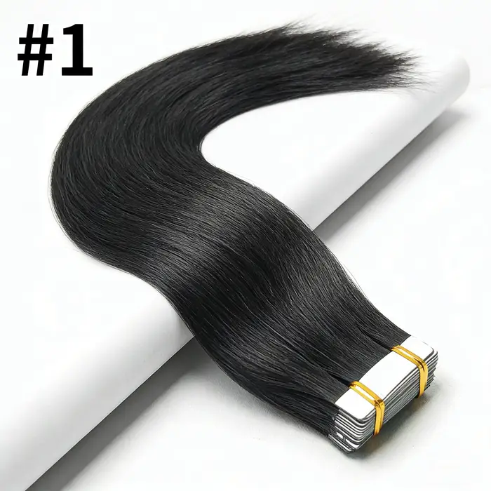 Extensions de cheveux humains à bandes adhésives, lisses, brésiliennes, extensions de cheveux humain