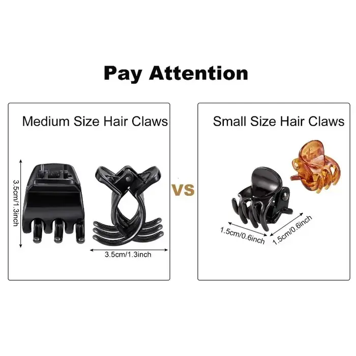 Paquet de 5 pinces à cheveux 1.3 pouces multicolore taille moyenne griffes pince