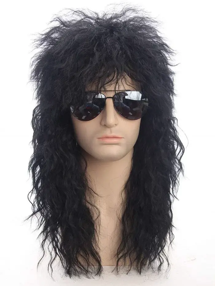 Perruque Rockstar blonde Punk pour hommes, perruque longue et moelleuse pour fête d'halloween, perru