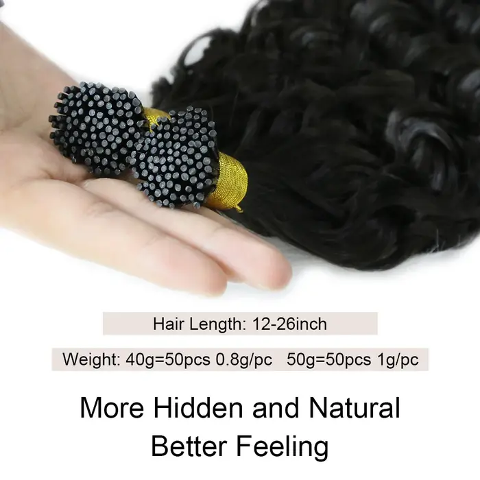 Extensions de cheveux naturels ondulés ITip