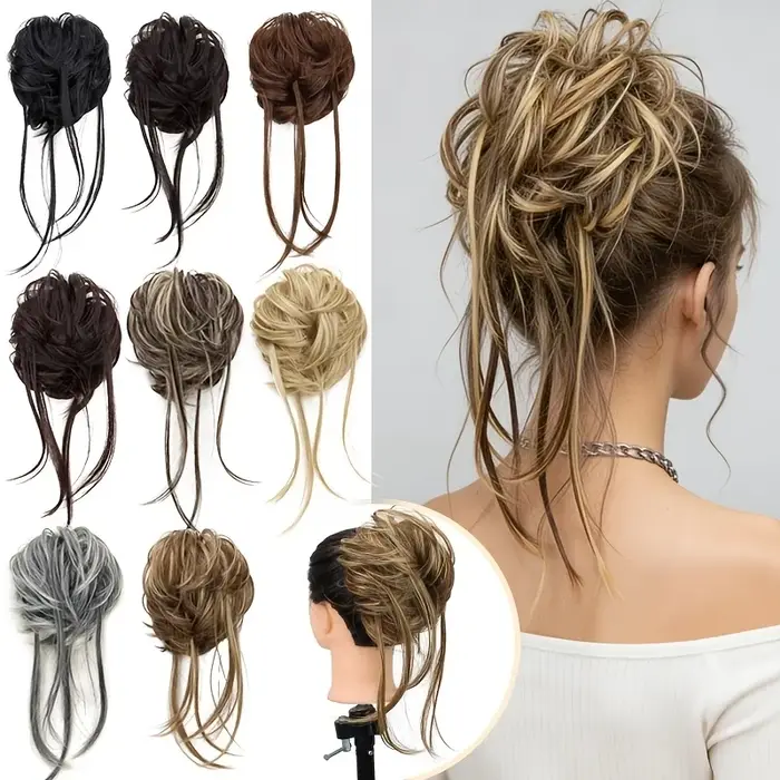 Perruque synthétique, extension de cheveux longs bouclés