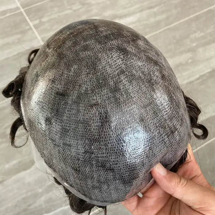 Toupet pour hommes, Base entièrement managable, super durable, naissance des cheveux naturelle boucl