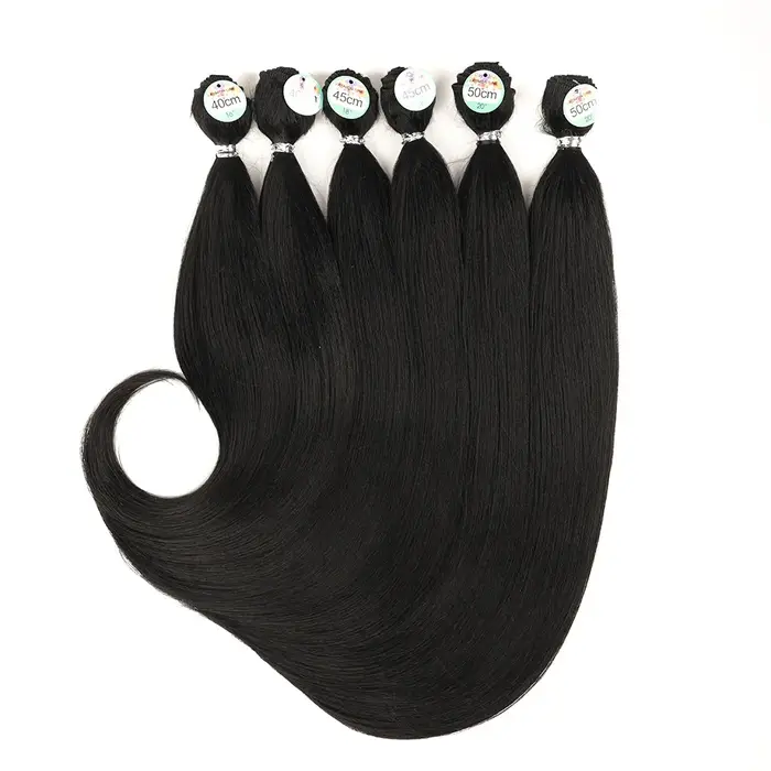 Extensions de cheveux synthétiques lisses et bouclés noirs