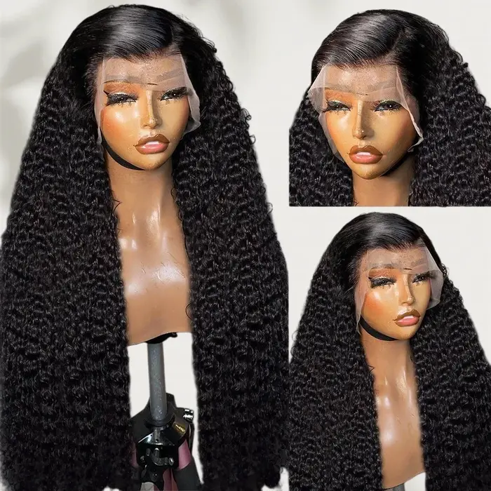 Perruque Deep Wave, raie au milieu, cheveux synthétiques tissés à la machine, pour femmes