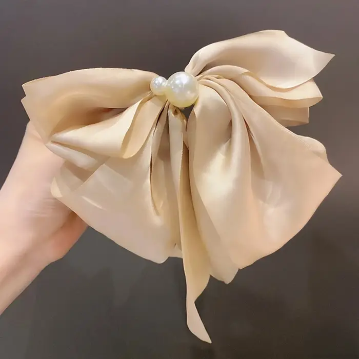 Pince à Cheveux Élégante en Satin de Couleur Unie pour Fille