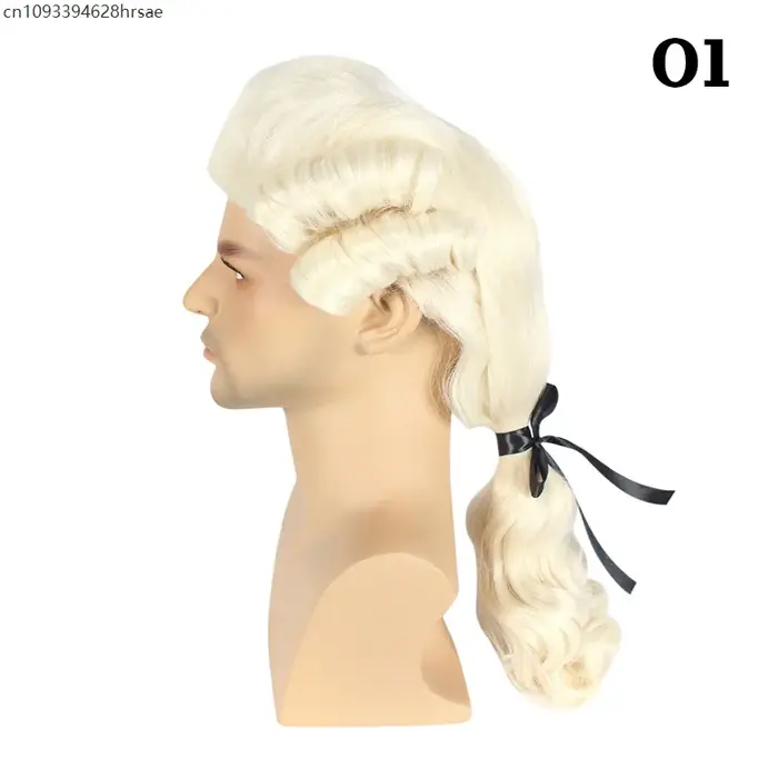 Perruque bouclée de Cosplay baroque pour avocat, perruque de luxe pour hommes, perruque synthétique 