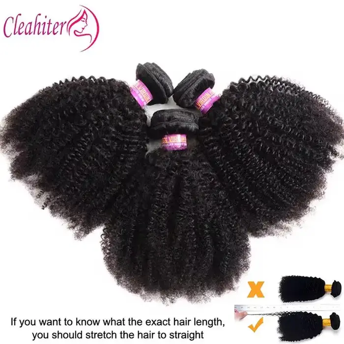 Extensions de cheveux humains Afro crépus bouclés, 100 g/pièce, cheveux indiens Remy, couleur nature